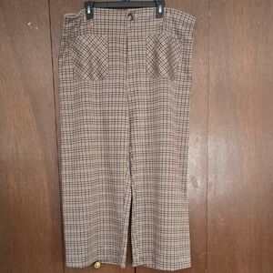 Lauren Conrad Wildflower Super High Rise Wide Leg Cropped Pants Plaid
